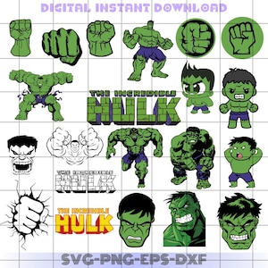 Superhero Hulk Svg Bundle, Superheroes Cut Files, Printable Vector Designs, The Incredible Png Bundle, Cut File Cricut, Mar vel Clipart