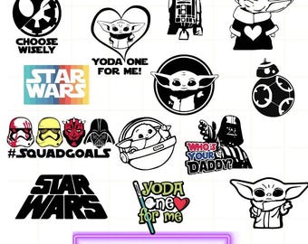 Baby Yoda Svg Bundle, Baby Yoda Clipart, Cartoon Svg, Sublimation Design, Vector Files, T Shirt Design, Cricut, Silhouette, Digital Download