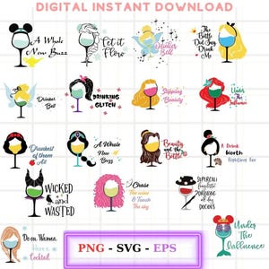 Princess Wine Glass SVG, Princess Wine Glass svg, Princesses svg, Princess Wine Glass cut file, File Silhouette, Printable file, Clipart