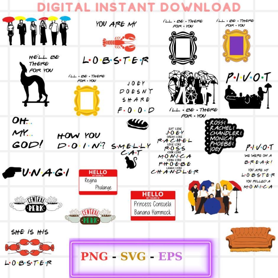 Friends Svg Bundle, Friends TV Show Bundle, Font Friends, Layered Files ...