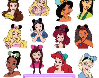 Princess SVG Bundle, Princess Head Png Bundle, Svg For Cricut