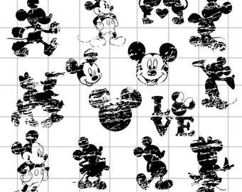 Pacote Svg Clássico do Mickey, Arquivo Digital PNG da Minnie Preta, Arquivo Vetorial de Amor da Disney, Svg para Cricut