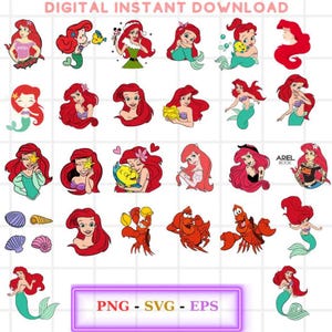 Little Mermaid SVG Bundle, Little Mermaid Png, Ariel Svg Files for Cricut and Silhouette, Flounder Svg Clipart Digital Download,Princess Svg