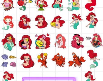 リトル・マーメイド SVG バンドル、リトル・マーメイド PNG、Cricut および Silhouette 用アリエル SVG ファイル、フランダー SVG クリップアート デジタル ダウンロード、プリンセス SVG