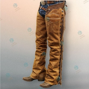 Handgemaakte suède westernchaps: cowboypaardrijbroek