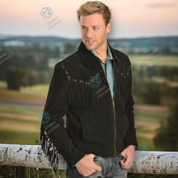 Suede Jacket Black Leather Western Jacket Vintage 90's Black Suede