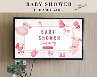 Coquette Baby Shower Jeopardy Game: Editable Canva Template (Digital Download)