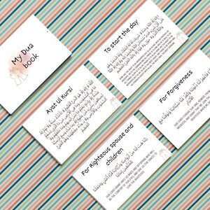 Islamic Dua cards | Spiritual | Mini book | Flash Cards | Printable supplications for everyday | Arabic Text | English Translations