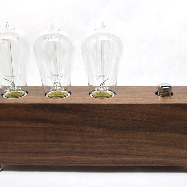 The Menlo Park Lamp- Triple Edison's in Walnut w/ Full Range Dimmer. RESERVED FOR MICHAEL