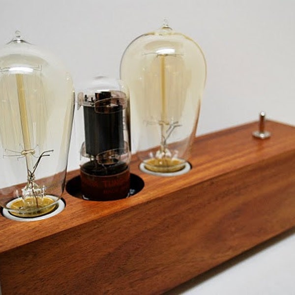 The Menlo Park Lamp- Dual Edison in East Indian Rosewood w/ Vintage Power Tube (Ready To Ship For Father's Day)