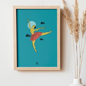 BALLERINE – Arabesque – Poster 30x40cm / 50x70cm – Pensieri Illustrati - Stampa su carta fine art 300gr/m2 – Decorazione da parete