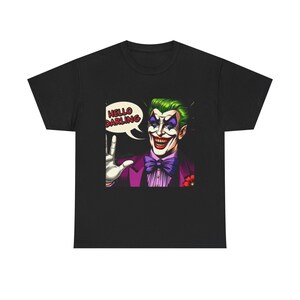 Joker Graphic Tee - Zabawna koszulka unisex z grubej bawełny, styl komiksowy, prezent dla fanów, kostiumy na Halloween, odzież codzienna, kultura popularna