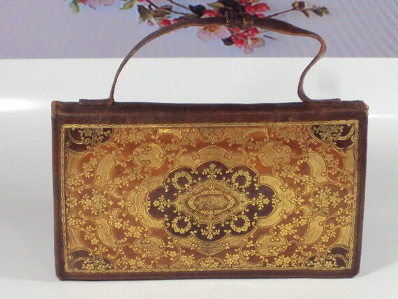leather bag vintage 1940s handmade rare brown leat