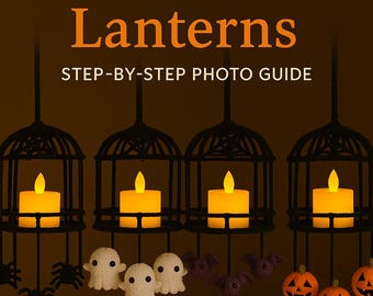 Halloween Crochet Lantern Pattern Bundle 2| Black spider, Pumpkin, Bat & Ghost Amigurumi PDF Tutorial