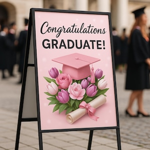 Graduation Clipart Bundle 2025 – Watercolor Flowers & Caps PNG | Transparent Background