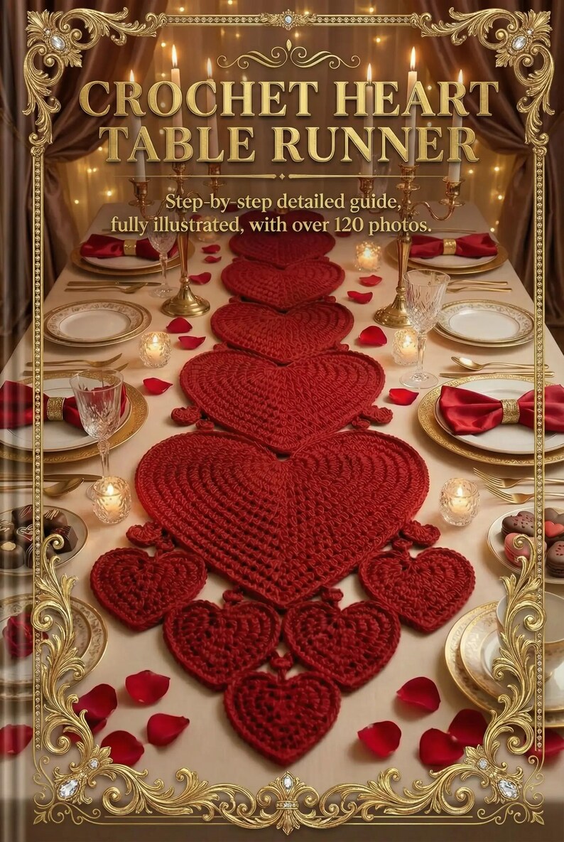 Crochet Heart Table Runner Pattern – Flat Seamless Hearts With ...