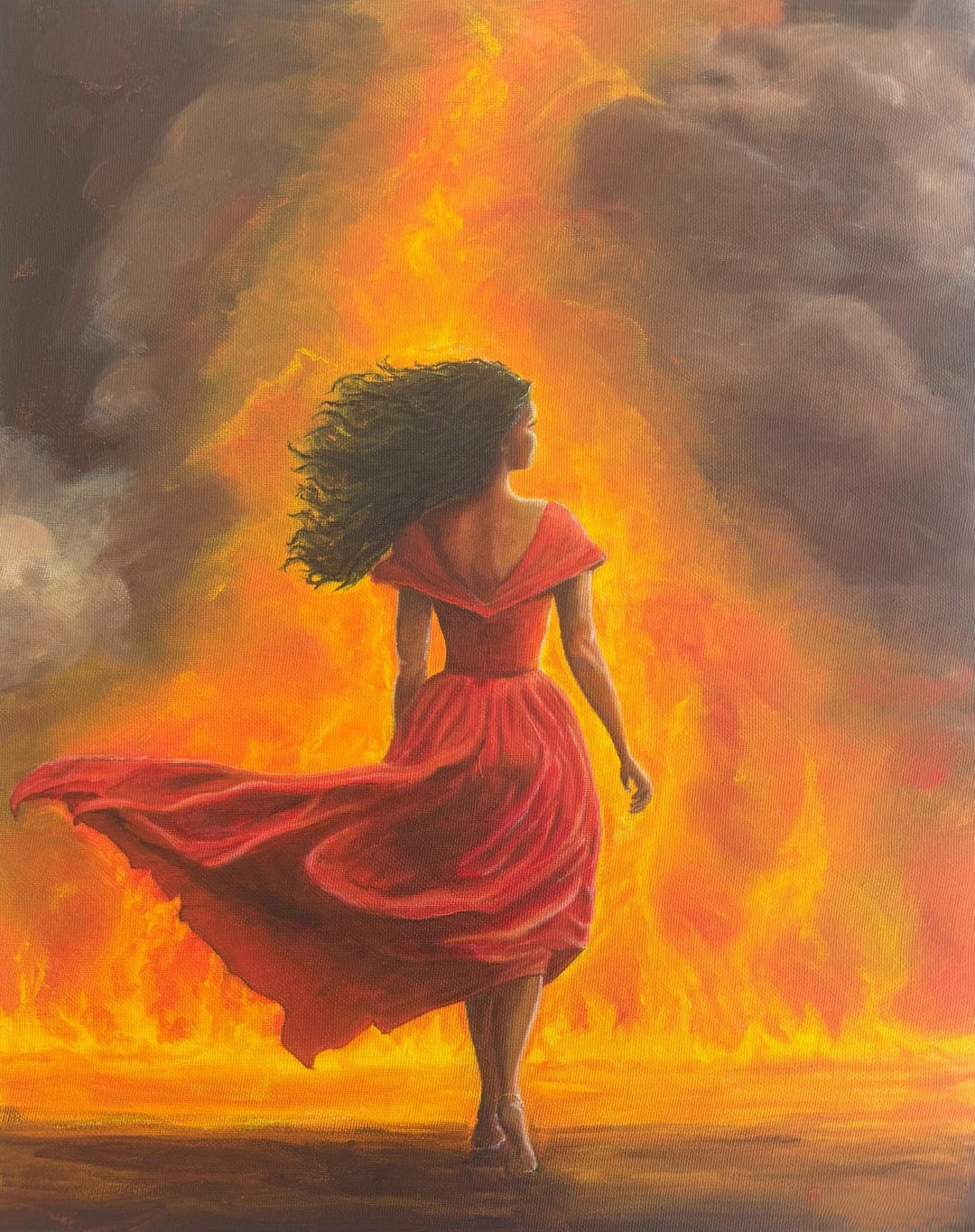 Original Oil Painting Fire Etsy