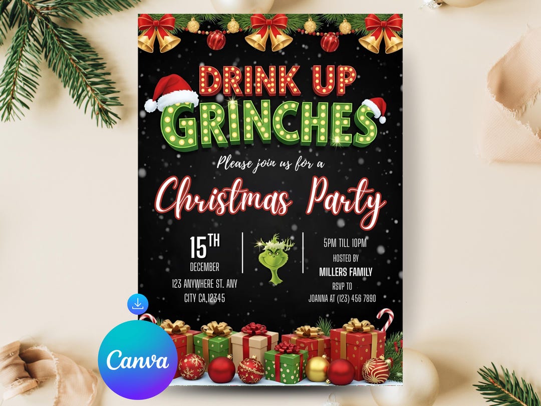 Editable Grumpy Party Invitation | Funny Christmas Invite (instant ...
