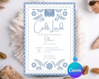 Editable Cielito Lindo Invitation, Cielito Lindo Baby Shower Invitation, Terracotta Editable Template, Mexican Fiesta Digital Invite