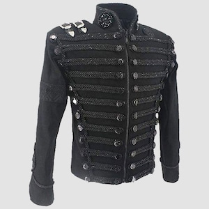 Michael Jackson Military Jacket | Handmade Black Hussar Jacket | Retro Punk Gothic Parade Jacket | Impersonator Costume for Men