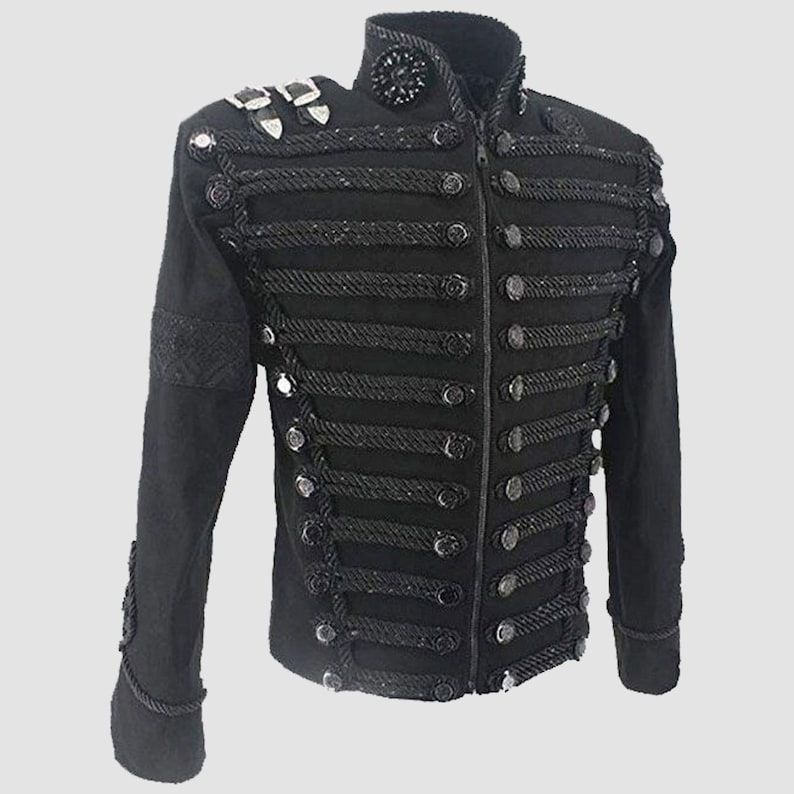 Michael Jackson Military Jacket | Handmade Black Hussar Jacket | Retro Punk Gothic Parade Jacket | Impersonator Costume for Men