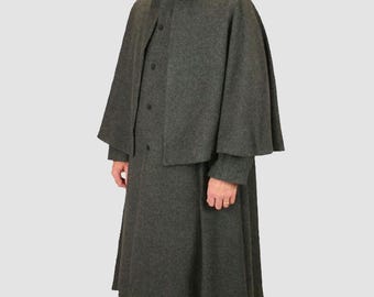 Men’s Wool Inverness Cape Coat | Victorian Steampunk Cosplay Overcoat