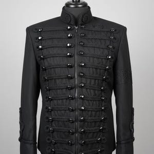 Handgemaakt Michael Jackson militair jack | Zwarte wollen huzaarstijl afbeelding 7