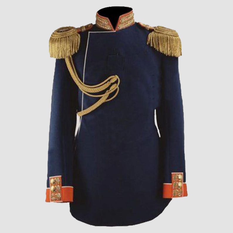 Royal Blue Military Coat for Men or Women | Gold Embroidery & Aiguillette | Custom Fit image 2