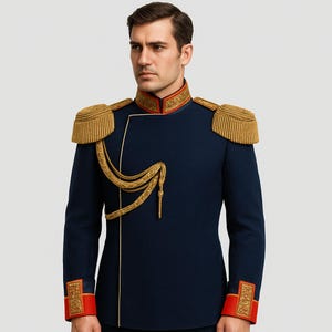 Royal Blue Military Coat for Men or Women | Gold Embroidery & Aiguillette | Custom Fit image 10