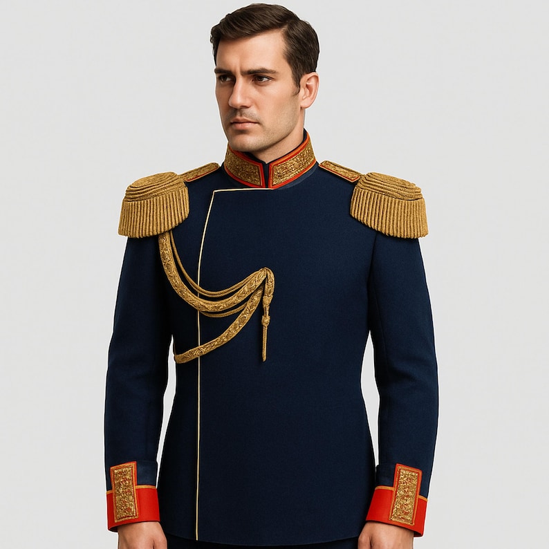 Royal Blue Military Coat for Men or Women | Gold Embroidery & Aiguillette | Custom Fit image 10