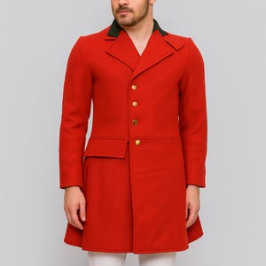 Men’s Red Wool Military Frock Coat | Custom 18th Century Officer Jacket