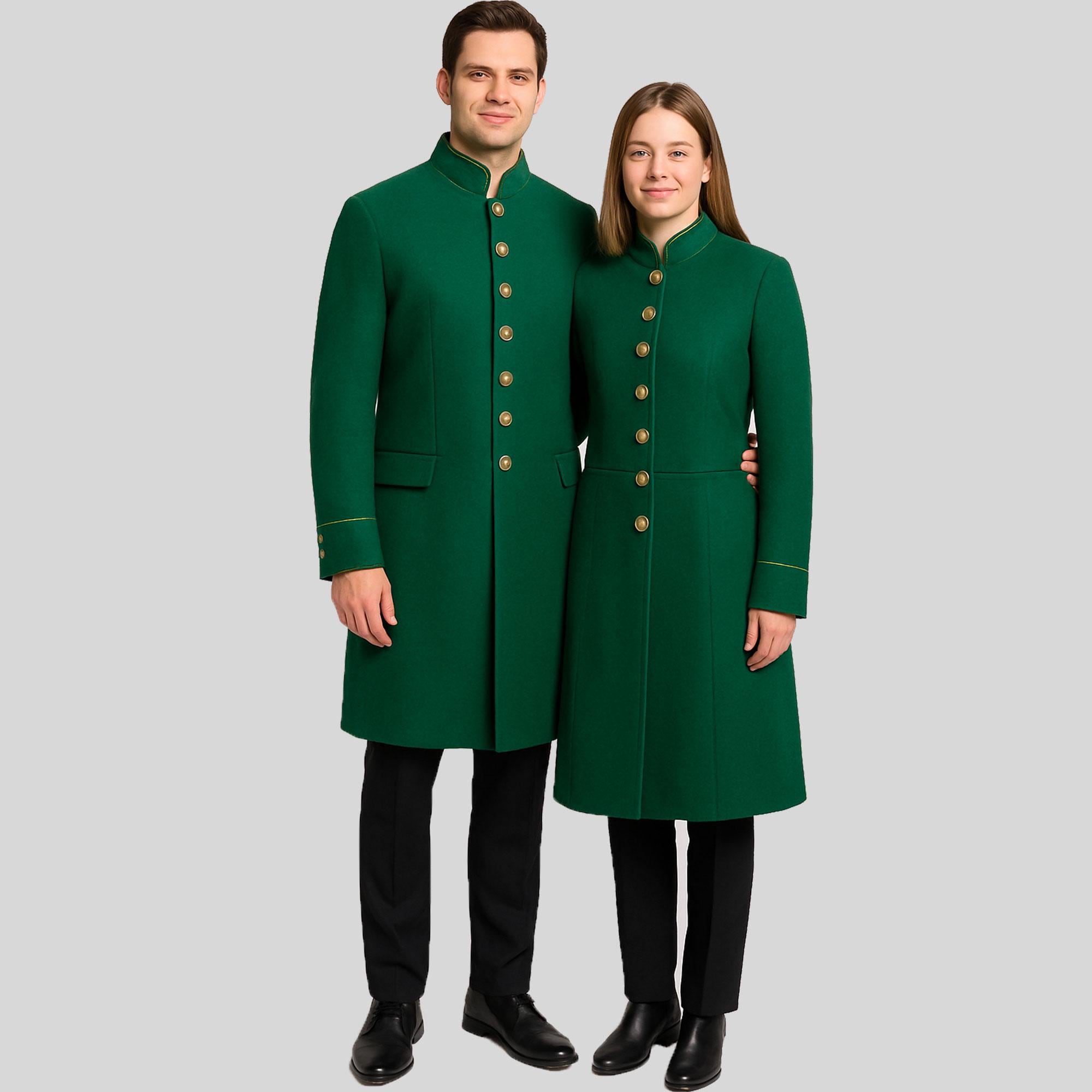 Custom Green Wool Military Coat – Handmade Unisex Tailored