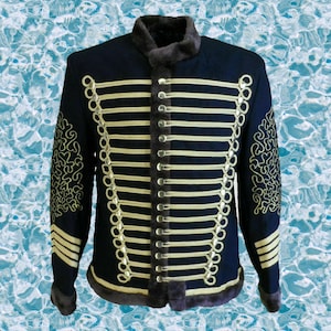 Handmade Black Hussar Jacket | Vintage Military Steampunk Coat