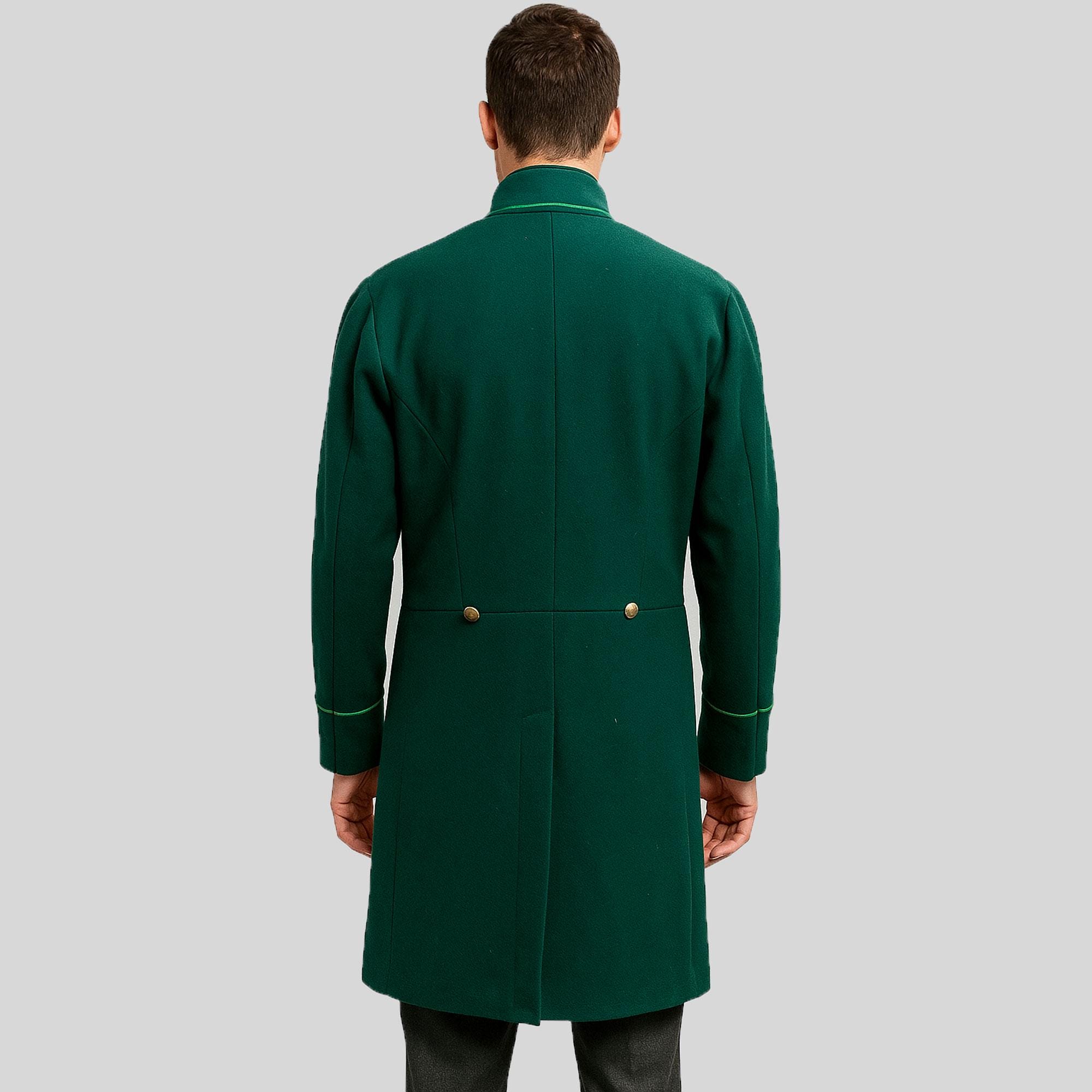 Custom Green Wool Military Coat – Handmade Unisex Tailored