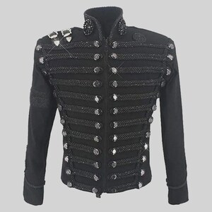 Handgemaakt Michael Jackson militair jack | Zwarte wollen huzaarstijl afbeelding 11