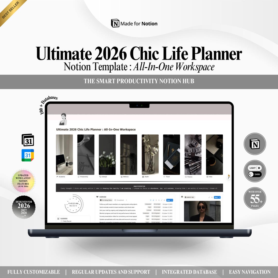 Ultimate 2026 Chic Life Planner : All-in-one Workspace, Notion Template ...