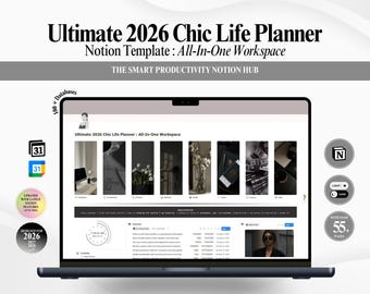 Ultimate 2026 Chic Life Planner : All-In-One Workspace, Notion Template (Digital Download)