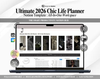 Ultimate 2026 Chic Life Planner : Notion Template, Second Brain Notion, Life Planner Template, 2026 Digital Planner, Notion All In One