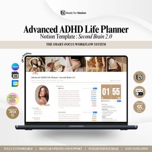 Advanced ADHD Life Planner : Second Brain 2.0, 2027 Notion Template, Aesthetic Planner (Digital Download)