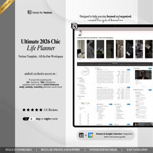 Notion Template, Ultimate 2027 Chic Life Planner, All-In-One Workspace (Digital Download)