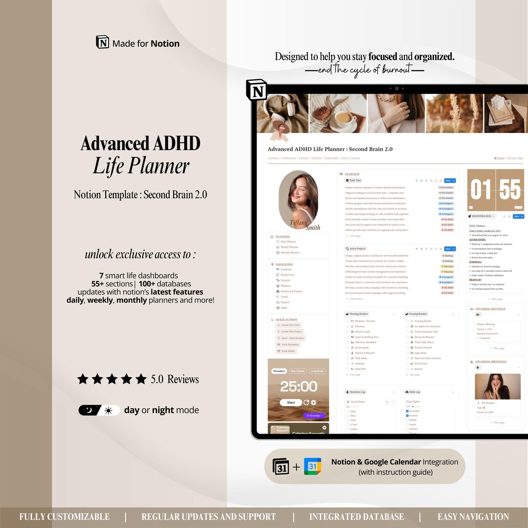 2026 Notion Template, Advanced ADHD Life Planner, Second Brain 2.0 ...