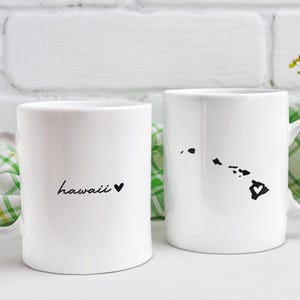Hawaii Heart White Ceramic Mug, Hawaii Gift, Hawaii Souvenir, Hawaii State Mug, Love Hawaii, Coffee Tea