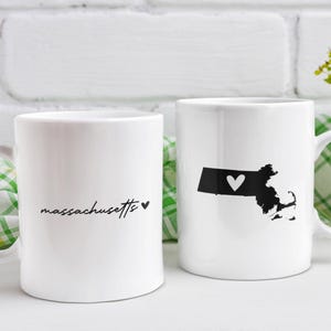 Massachusetts Heart White Ceramic Mug, Massachusetts Gift, Massachusetts Souvenir, Massachusetts State Mug, Love Massachusetts, Coffee Tea