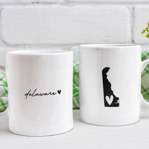 Delaware Heart White Ceramic Mug, Delaware Gift, Delaware Souvenir, Delaware State Mug, Love Delaware, Coffee Tea