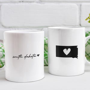 South Dakota Heart White Ceramic Mug, South Dakota Gift, South Dakota Souvenir, South Dakota State Mug, Love South Dakota, Coffee Tea