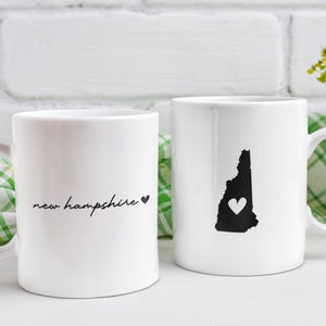 New Hampshire Heart White Ceramic Mug, New Hampshire Gift, New Hampshire Souvenir, New Hampshire State Mug, Love New Hampshire, Coffee Tea