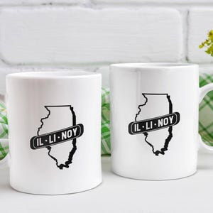 Illinois White Ceramic Mug, Illinois Gift, Illinois Souvenir, Illinois State Mug, Love Illinois, Illinois Pronunciation, Coffee Tea