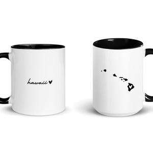 Hawaii Heart Black Accent Ceramic Mug, Hawaii Gift, Hawaii Souvenir, Hawaii State Mug, Love Hawaii, Coffee Tea