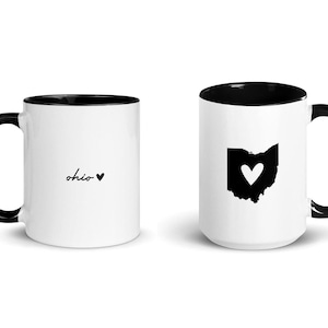 Ohio Heart Black Accent Ceramic Mug, Ohio Gift, Ohio Souvenir, Ohio State Mug, Love Ohio, Coffee Tea