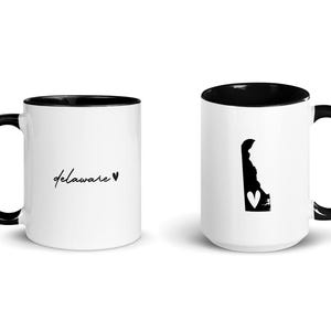 Delaware Heart Black Accent Ceramic Mug, Delaware Gift, Delaware Souvenir, Delaware State Mug, Love Delaware, Coffee Tea